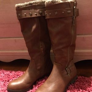 Women’s size 9 M knee-high leather boots euc brown